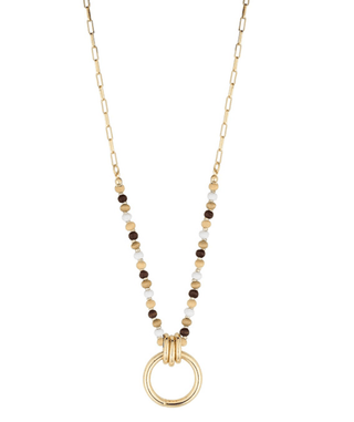 Multi Ring Wood & Metal Necklace - Bray and Em Boutique