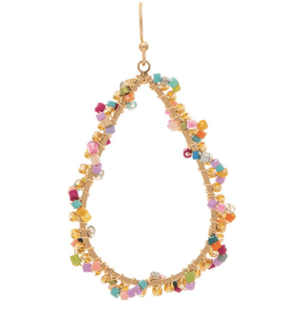 Multicolor Bead Wrapped Teardrop Earring - Bray and Em Boutique
