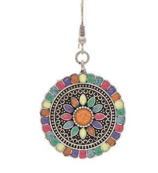 Multicolor Enamel Flower Disc Earring - Bray and Em Boutique