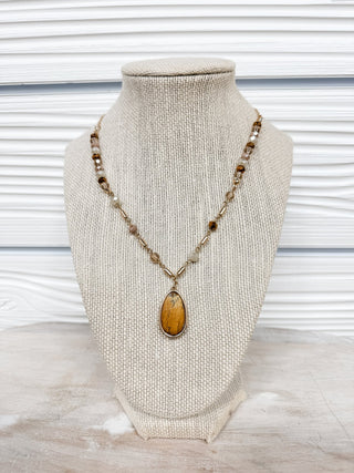 Natural & Crystal Beaded Pendant Necklace - Bray and Em Boutique
