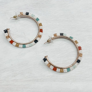 Nora Checkered Beaded Hoops - Bray and Em Boutique