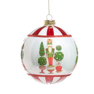 Nutcracker and Topiary Ball Ornament - 5" - Bray and Em Boutique