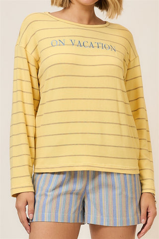 "On Vacation" Striped Long Sleeve Top - Bray and Em Boutique