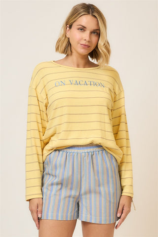 "On Vacation" Striped Long Sleeve Top - Bray and Em Boutique