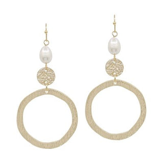 Open Circle Earring with Pearl Drop - Bray and Em Boutique