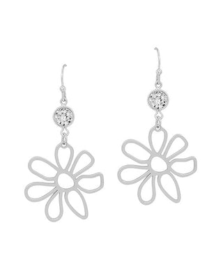 Open Flower with Rhinestone Earring - Bray and Em Boutique