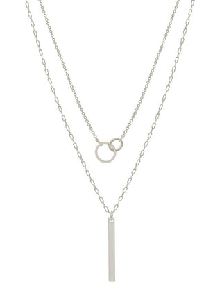 Open Linked Circle with Bar Layered Necklace - Bray and Em Boutique