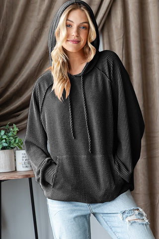 FINAL SALE: Darling Mae Ribbed Hooded Top