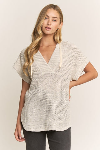 Classic Magic Textured Knit Hooded Top