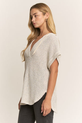 Classic Magic Textured Knit Hooded Top