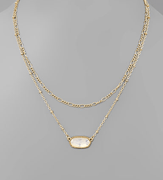 Oval Glass Layered Necklace - Bray and Em Boutique