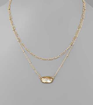 Oval Glass Layered Necklace - Bray and Em Boutique