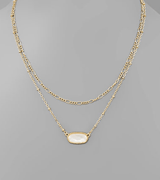 Oval Glass Layered Necklace - Bray and Em Boutique
