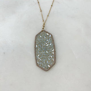 Oval Grey Glass Bead Necklace - Bray and Em Boutique