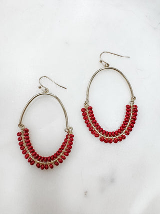 Oval Semi - Beaded Earrings - Bray and Em Boutique