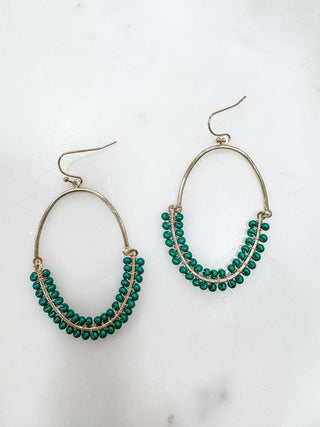 Oval Semi - Beaded Earrings - Bray and Em Boutique