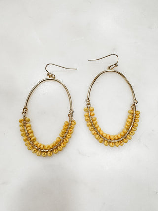 Oval Semi - Beaded Earrings - Bray and Em Boutique