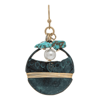 Patina Gold Turquoise Wire Wrapped Earring - Bray and Em Boutique