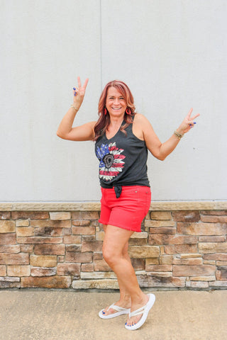 Patriotic Sunflower Graphic Tank Top - Bray and Em Boutique