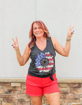 Patriotic Sunflower Graphic Tank Top - Bray and Em Boutique