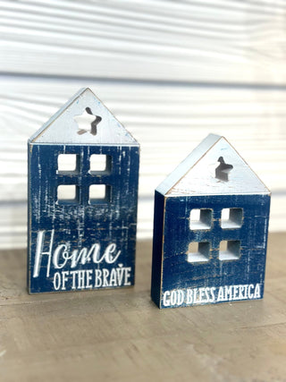 Patriotic Wooden House Decor - Bray and Em Boutique