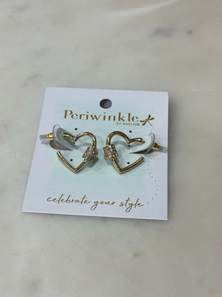 Pave Heart Hoop Earrings - Bray and Em Boutique