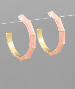 Peach Marble Bamboo Hoop Earrings - Bray and Em Boutique