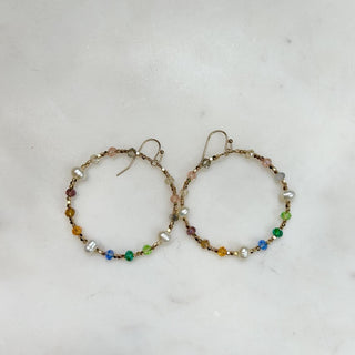 Pearl & Crystal Beaded Hoop Earrings - Bray and Em Boutique