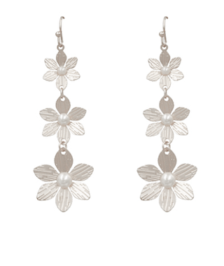 Pearl & Triple Flower Drop Earrings - Bray and Em Boutique