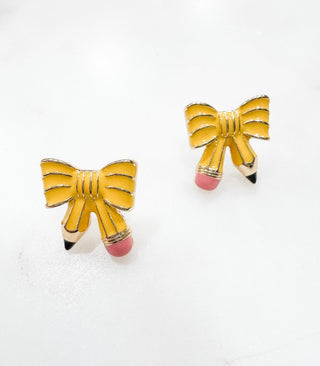 Pencil Bow Stud Earrings - Bray and Em Boutique
