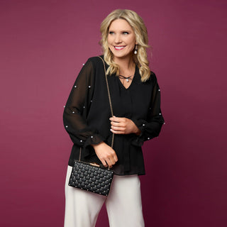 Perla Pearl Accent Blouse - Bray and Em Boutique