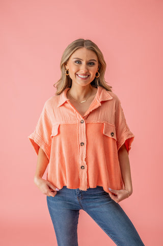 Pop Of Excitement Button - Down Top - Bray and Em Boutique