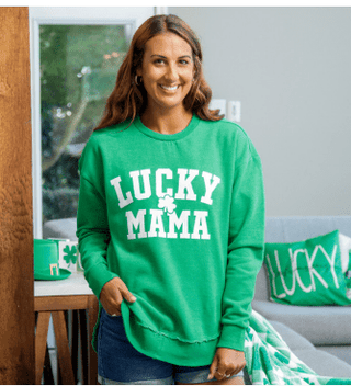 PREORDER: "Lucky Mama" Poncho Fleece Top - Bray and Em Boutique
