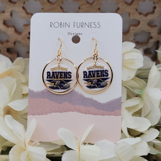 PREORDER Robin Furness: Baltimore Ravens Football Earrings - Bray and Em Boutique