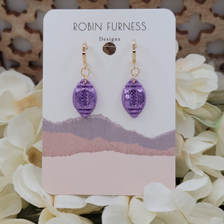 PREORDER Robin Furness: Purple Glitter Football Earrings - Bray and Em Boutique
