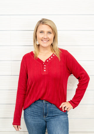 Pursuing Sweetness Ribbed Henley Top - Bray and Em Boutique