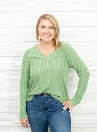 Pursuing Sweetness Ribbed Henley Top - Bray and Em Boutique