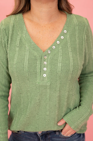Pursuing Sweetness Ribbed Henley Top - Bray and Em Boutique