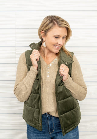 Pursuing Sweetness Ribbed Henley Top - Bray and Em Boutique