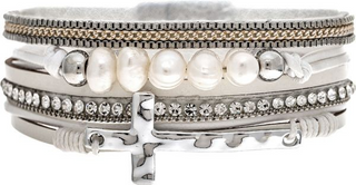 Fresh Water Pearl and Cross Magnetic Bracelet