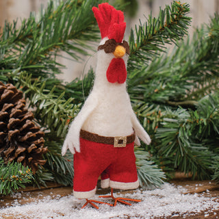 Santa Chicken Felted Ornament