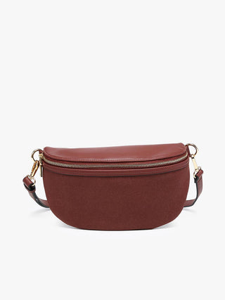 Regina Faux Suede Sling Bag w/ Vegan Leather Trim | M2882 : Olive - Bray and Em Boutique