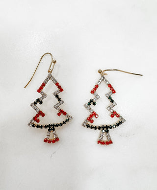 Rhinestone Christmas Tree Earrings - Bray and Em Boutique