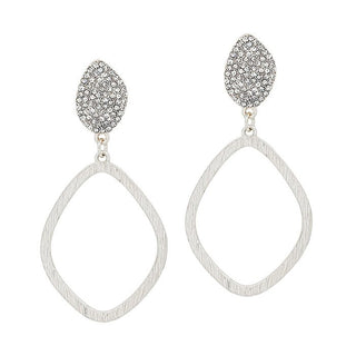 Rhinestone Pave with Open Round Drop Earring - Bray and Em Boutique