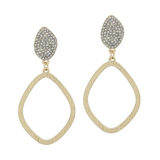 Rhinestone Pave with Open Round Drop Earring - Bray and Em Boutique