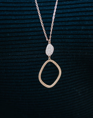 Rhinestone Pave with Open Round Drop Necklace - Bray and Em Boutique