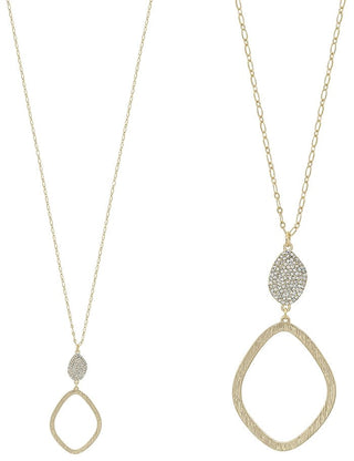 Rhinestone Pave with Open Round Drop Necklace - Bray and Em Boutique