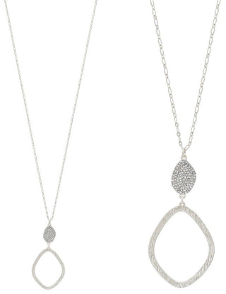Rhinestone Pave with Open Round Drop Necklace - Bray and Em Boutique