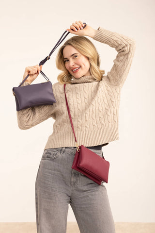 Riley Monogrammable 3 Compartment Crossbody/Wristlet | M013: Blush - Bray and Em Boutique