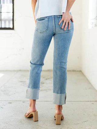 RISEN Medium Tummy Control Mid Rise Cuffed Straight - Bray and Em Boutique